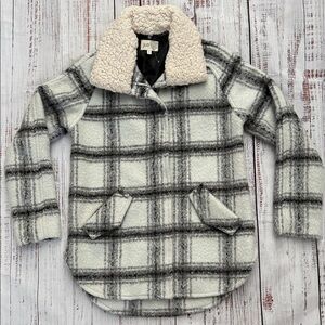 Jolt Plaid Jacket Coat Removable Collar Small